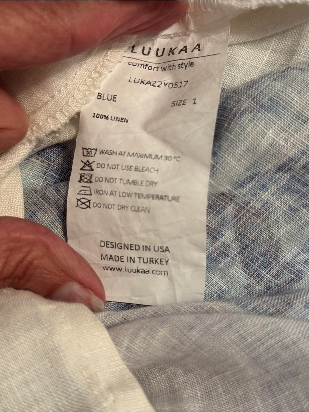 Luukaa 100% Linen Abstract Blue & White Floral Sleeveless Maxi Dress US 8 - Picture 11 of 12